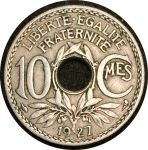 Франция 1927 г. • KM# 866a • 10 сантимов • регулярный выпуск • XF+