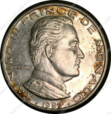 Монако 1989 г. KM# 140 • 1 франк • Ренье III • герб княжества • регулярный выпуск • BU-