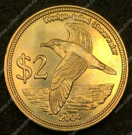 Кокосовые острова 2004 г. • 2 доллара • морская птица • пальма • регулярный выпуск • BU