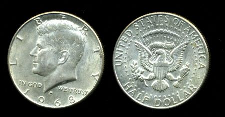 США 1968D KM# 202a / 1/2 ДОЛЛАРА СЕРЕБРО BUNC / КЕННЕДИ