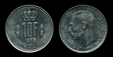 Люксембург 1971-1980 гг. • KM# 57 • 10 франков • Герцог Жан • регулярный выпуск • BU-MS BU