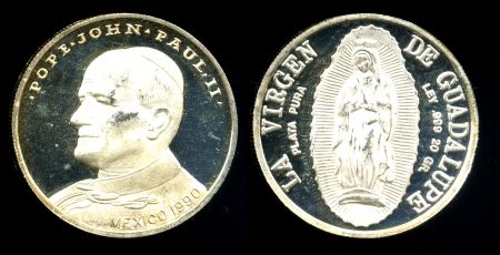 МЕКСИКА 1990г. ПАПА ИОАНН ПАВЕЛ 2 / СЕРЕБРО 999 - 22.25гр