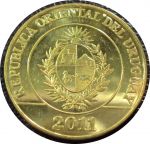 Уругвай 2011 г. • KM# 137 • 5 песо • герб • страус • регулярный выпуск • MS BU