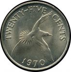 Бермуды 1970 г. • KM# 18 • 25 центов • тропическая птица • регулярный выпуск • MS BU