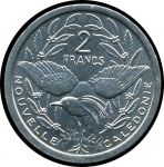 Новая Каледония 1999 г. • KM# 14 • 2 франков • птица Кагу • регулярный выпуск • MS BU