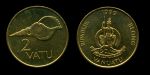 Вануату 1999 г. • KM# 4 • 2 вату • герб королевства • раковина • регулярный выпуск • MS BU