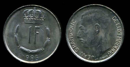 Люксембург 1965-1984 гг. • KM# 55 • 1 франк • Герцог Жан • регулярный выпуск • MS BU
