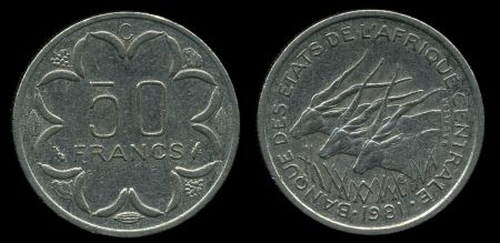 Центрально-Африканский Союз 1981 г. C(Конго) • KM# 11 • 50 франков • гигантские антилопы • регулярный выпуск • XF-AU