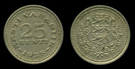 ЭСТОНИЯ 1928г. KM# 9 / 25 СЕНТИ UNC