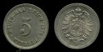 Германия 1876 г. B (Ганновер) • KM# 3 • 5 пфеннигов • регулярный выпуск • MS BU ( кат. - $90 )