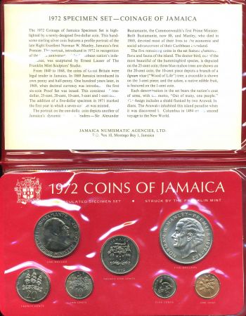 Ямайка 1972 г. • KM# PS9 • 1 c. - $5 • годовой набор • 7 монет • MS BU