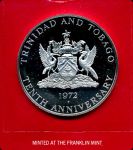 Тринидад и Тобаго 1972 г. KM# 16 • 10 долларов • государственный герб • карта острова • серебро 925 - 35 гр. • регулярный выпуск • MS BU пруф!!
