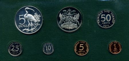 Тринидад и Тобаго 1971 г. KM# 29-15 • 1 c. - 5 долларов • годовой набор • 8 монет • серебро 925 - 29.7 гр. • регулярный выпуск • MS BU пруф!!