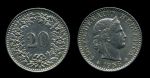 Швейцария 1956 г. B (Берн) • KM# 29a • 20 раппенов • регулярный выпуск • BU ( кат.- $20,00 )