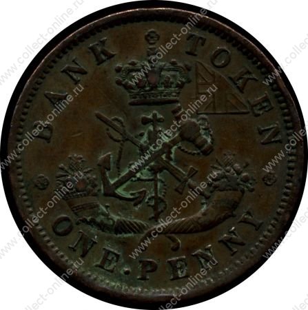 Канада • Банк Верхней канады 1854 г. • KM# Tn3 • 1 пенни • официальный денежный токен • UNC ( кат. - $125 )