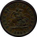 Канада • Банк Верхней канады 1854 г. • KM# Tn3 • 1 пенни • официальный денежный токен • UNC ( кат. - $125 )