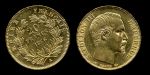 Франция 1856 г. A(Париж) • KM# 781.1 • 20 франков • Наполеон III • золото • регулярный выпуск • MS- BU ( кат. - $300+ )