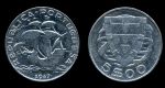 Португалия 1947 г. • KM# 581 • 5 эскудо • каравелла Колумба • серебро • регулярный выпуск • XF+