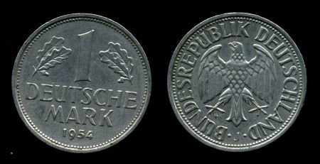 Германия • ФРГ 1957 г. J (Гамбург) • KM# 110 • 1 марка • регулярный выпуск • UNC ( кат.- $250 )