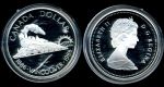 Канада 1986 г. • KM# 149 • 1 доллар • 100-летие основания Ванкувера • Елизавета II • паровоз • серебро • памятный выпуск • MS BU • пруф