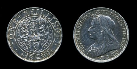 Великобритания 1899 • KM# 780 • 1 шиллинг • королева Виктория(портрет вдовы) • серебро • регулярный выпуск • XF+ ( кат. - $80+ )