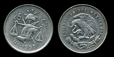 Мексика 1950-1953 гг. • KM# 443 • 25 сентаво • серебро • регулярный выпуск • XF