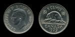 Канада 1939 г. • KM# 33 • 5 центов • Георг VI • бобер • BU ( кат. - $45 )