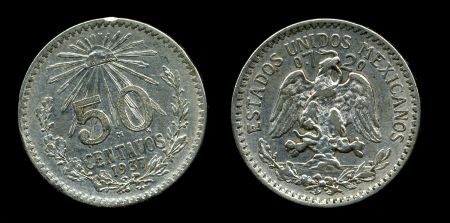 Мексика 1937 г. • KM# 447 • 50 сентаво • серебро • регулярный выпуск • XF+
