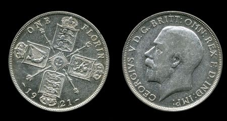 Великобритания 1921 г. • KM# 817a • флорин(2 шиллинга) • Георг V • регулярный выпуск • VF