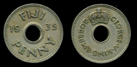 Фиджи 1935 г. • KM# 2 • 1 пенни • регулярный выпуск • AU+