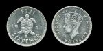 Фиджи 1941 г. • KM# 11 • 6 пенсов • Георг VI • черепаха • серебро • регулярный выпуск • XF