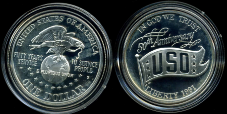 США 1991S KM# 232 / 1 ДОЛЛАР / USO PROOF