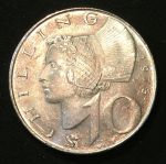 Австрия 1973г. KM# 2882 • 10 шиллингов серебро • MS BU