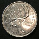 Канада 1947 г. • KM# 35 • 25 центов • Георг VI • олень • серебро • BU- ( кат. -$20 )