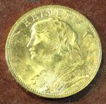 Швейцария 1935 г. LB • KM# 35.1 • 20 франков • золото 900 - 6.45 гр. • регулярный выпуск • MS BU Люкс!!
