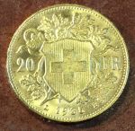 Швейцария 1935 г. LB • KM# 35.1 • 20 франков • золото 900 - 6.45 гр. • регулярный выпуск • MS BU Люкс!!