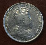Ньюфаундленд 1908 г. • KM# 7 • 5 центов • Эдуард VII • серебро • регулярный выпуск • XF- ( кат. - $50 )