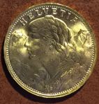 Швейцария 1947 г. B • KM# 35.2 • 20 франков • золото 900 - 6.45 гр. • регулярный выпуск • MS BU Люкс!!