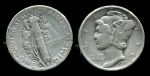 США 1945 г. D • KM# 140 • дайм(10 центов) • "голова Меркурия" (серебро) • регулярный выпуск • F