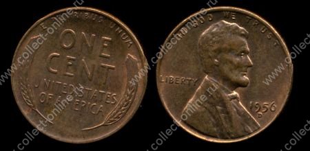 США 1956 г. D • KM# A132 • 1 цент • Авраам Линкольн • регулярный выпуск • AU - BU RED