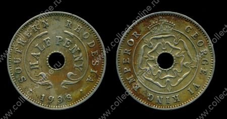 Южная Родезия 1938 г. • KM# 14 • ½ пенни • регулярный выпуск • XF- ( кат.- $8 )