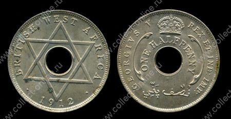 Британская Западная Африка 1912 г. H • KM# 8 • ½ пенни • регулярный выпуск • MS BU ( кат. - $35 )