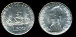 Италия 1959 г. • KM# 98 • 500 лир • Флотилия Колумба (серебро) • регулярный выпуск • MS BU