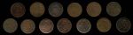 Бельгия 1862-1919 г. • KM# • 2 сантима • погодовка 13 монет • регулярный выпуск • F-VF