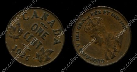 Канада 1926 г. • KM# 28 • 1 цент • Георг V • регулярный выпуск • XF+