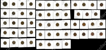 Канада 1909-2003 гг. • 1 цент • Эдуард VII - Елизавета II • погодовка 55 разных • регулярный выпуск • VF-BU