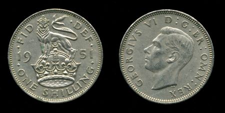 Великобритания 1951 г. • KM# 876 • 1 шиллинг • Британский лев • регулярный выпуск • MS BU
