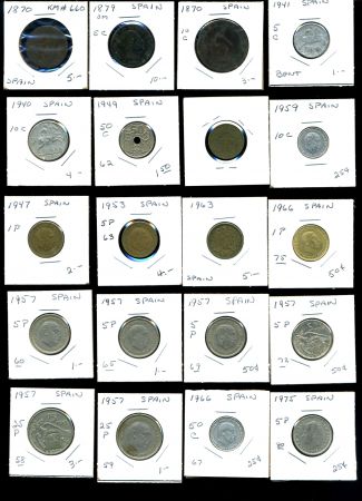 ИСПАНИЯ 1870-1990гг. НАБОР 31 МОНЕТА / VF-AUNC