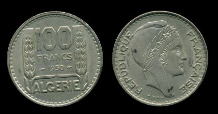 Алжир 1950 г. • KM# 93 • 100 франков • регулярный выпуск • MS BU