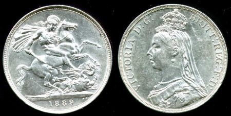 Великобритания 1889 г. • KM# 765 • крона • Королева Виктория(юбилейный портрет) • регулярный выпуск • MS BU